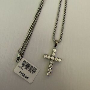Stainless Steel Cubic Zirconia Cross Necklace